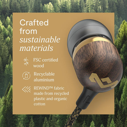 House of  Smile Jamaica USB-C Wired Earbuds with Microphone, In-Ear Headphones, 9.2Mm Driver, Tangle-Resistant Cable, Plug-And-Play Earphones for Smartphones, Tablets & Laptops (Brass)