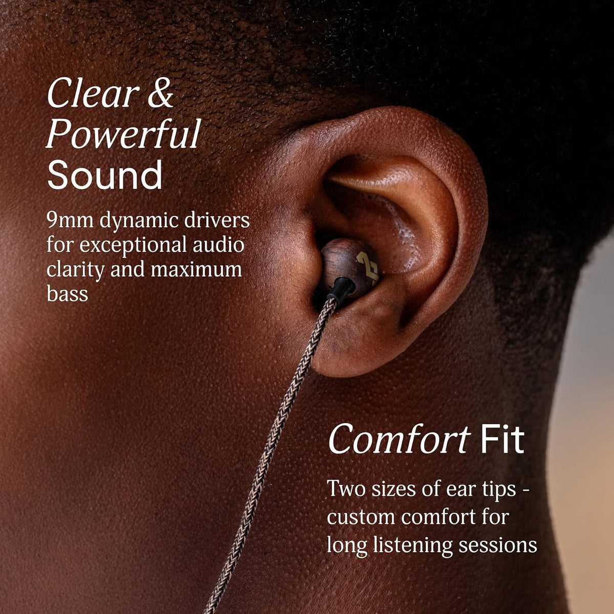 House of  Smile Jamaica USB-C Wired Earbuds with Microphone, In-Ear Headphones, 9.2Mm Driver, Tangle-Resistant Cable, Plug-And-Play Earphones for Smartphones, Tablets & Laptops (Brass)