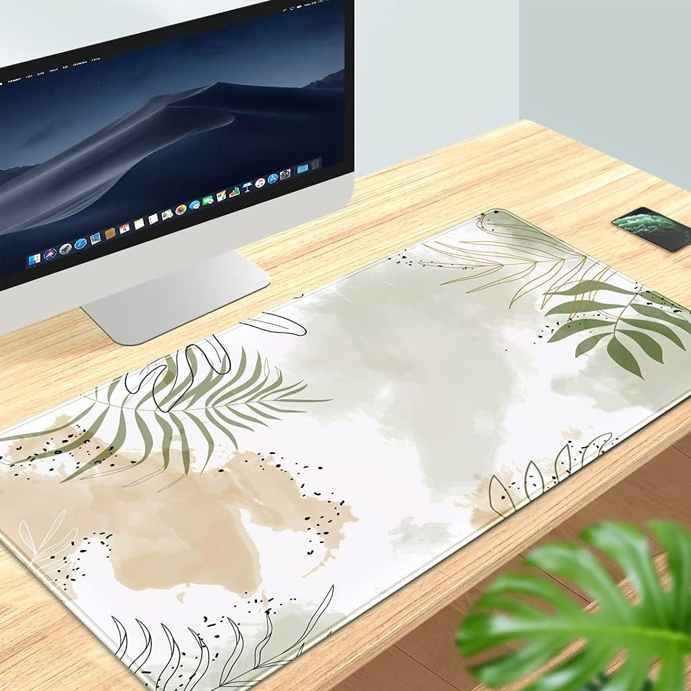 Keyboard Mat Kawaii Mousepad Matcha Green Plant Abstract Accessories Desk Pad Mouse Mat for Desktop Gamer Girl Office Accessories for Women Pink Desk Organizer Large Gaming Pads …