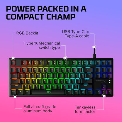 Alloy Origins Core - Tenkeyless Mechanical Gaming Keyboard, Software Controlled Light & Macro Customization, Compact Form Factor, RGB LED Backlit, Linear  Red Switch,Black