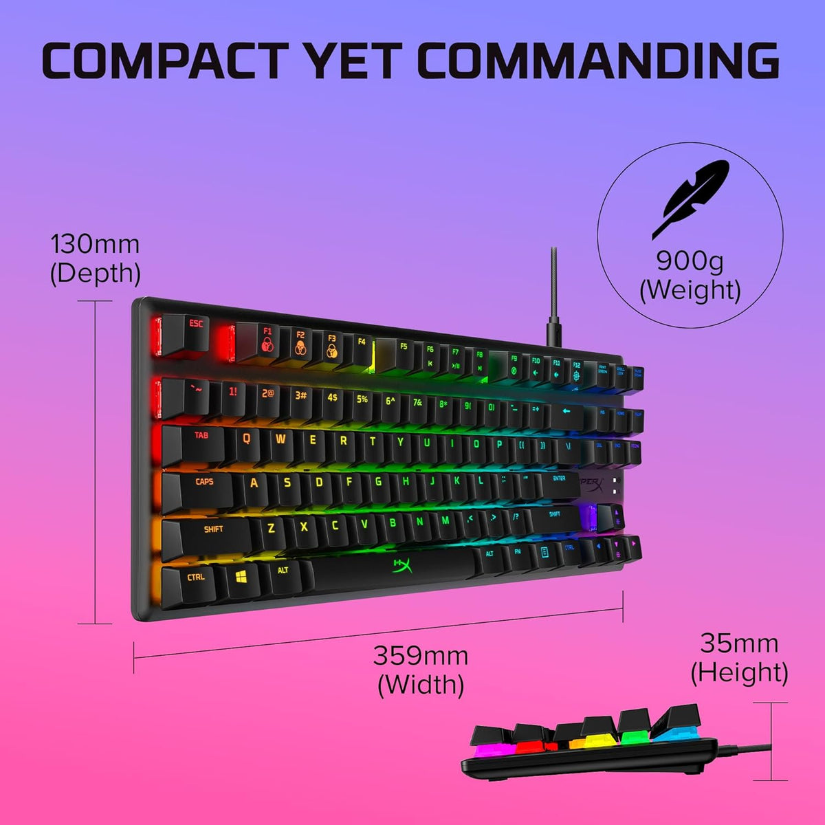 Alloy Origins Core - Tenkeyless Mechanical Gaming Keyboard, Software Controlled Light & Macro Customization, Compact Form Factor, RGB LED Backlit, Linear  Red Switch,Black